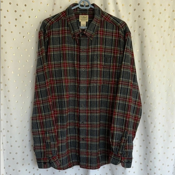 L.L. Bean Men's Casual Plaid Shirt - Red and Black - Picture 1 of 11